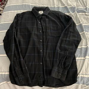 Slim fit flannel, black with blue stripes, great condition